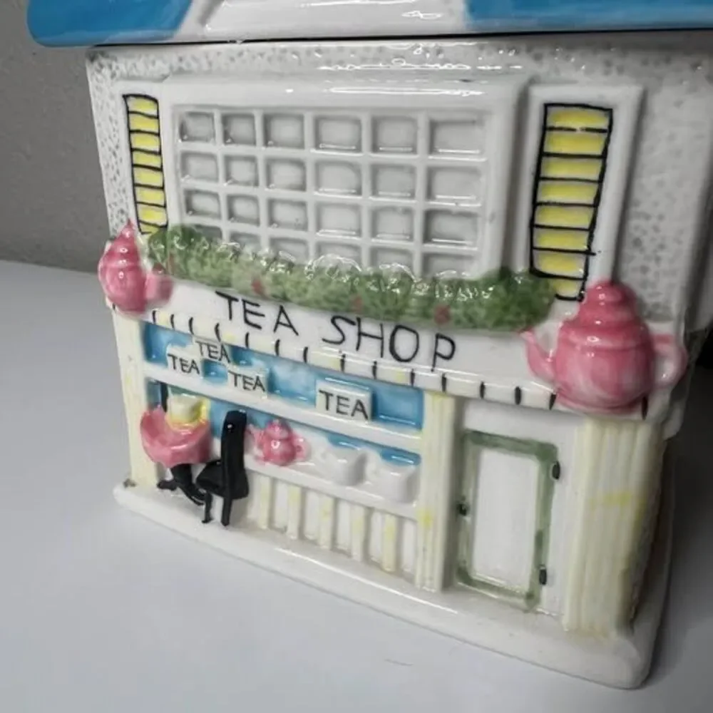 Vintage Ceramic Tea Shop House Canister